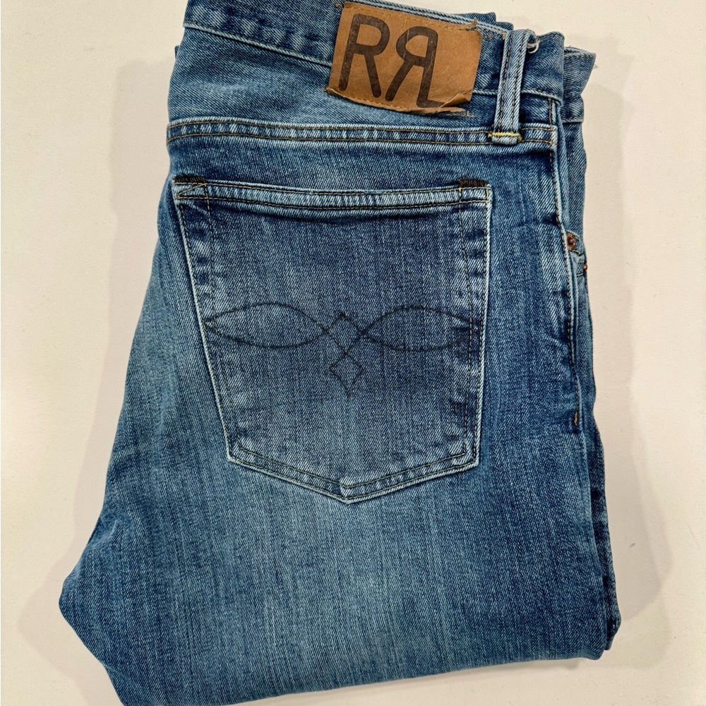 Ralph Lauren Double RL Blue Jeans with Authentic Fading **Slim Narrow**